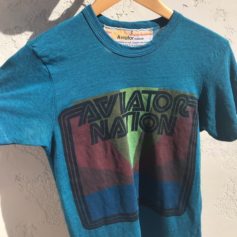 Aviator Nation Blue and Green Size Small Graphic T